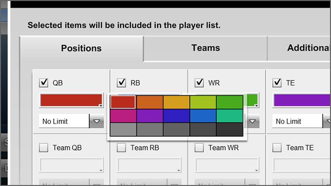 The PrimeTime Draft Experience  Fantasy Football Draft Board